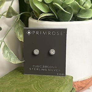 Primrose Cubic Zirconia Sterling Silver Diamond Stud Earrings